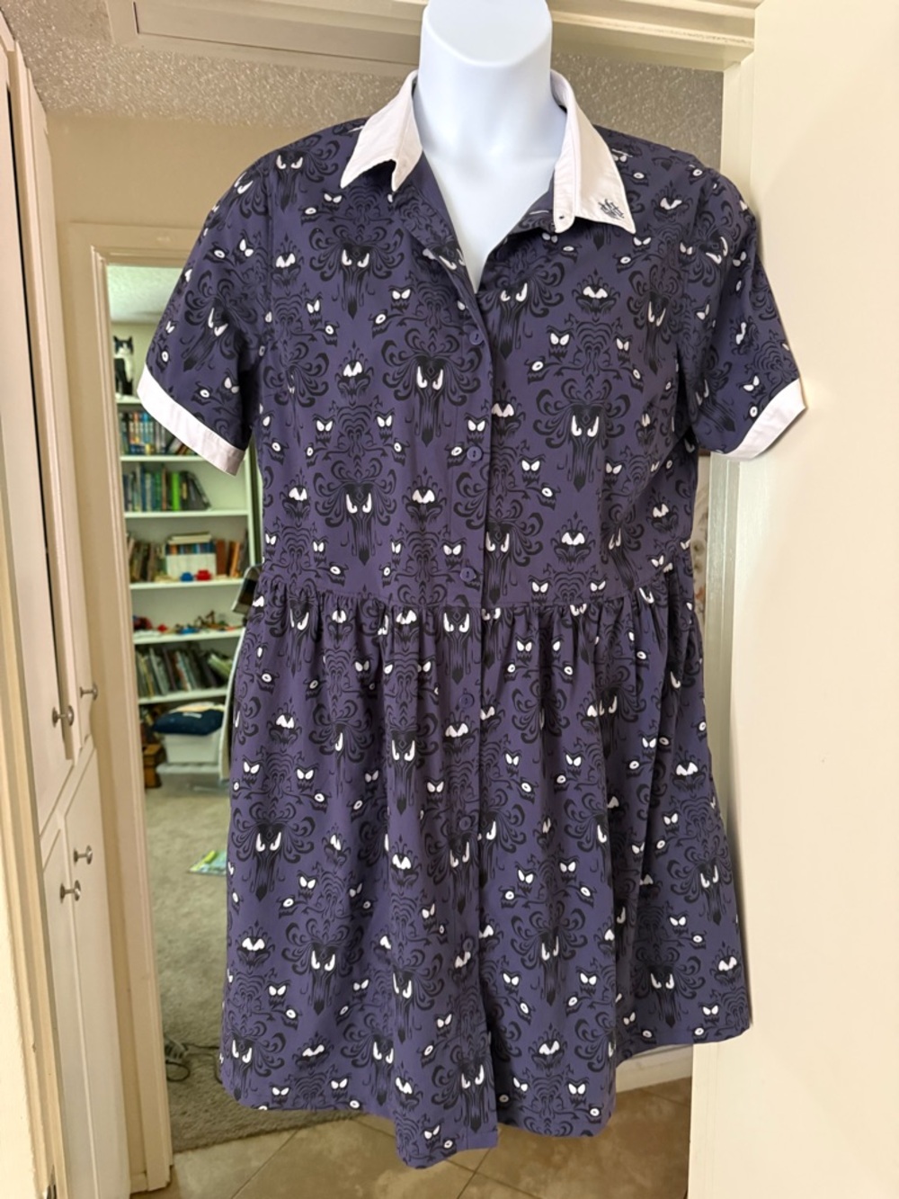 Disney!! Purple Short Sleeve Collared Dress with White Accents
